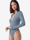 Basic Plunging Neck Solid Fitted Bodysuit