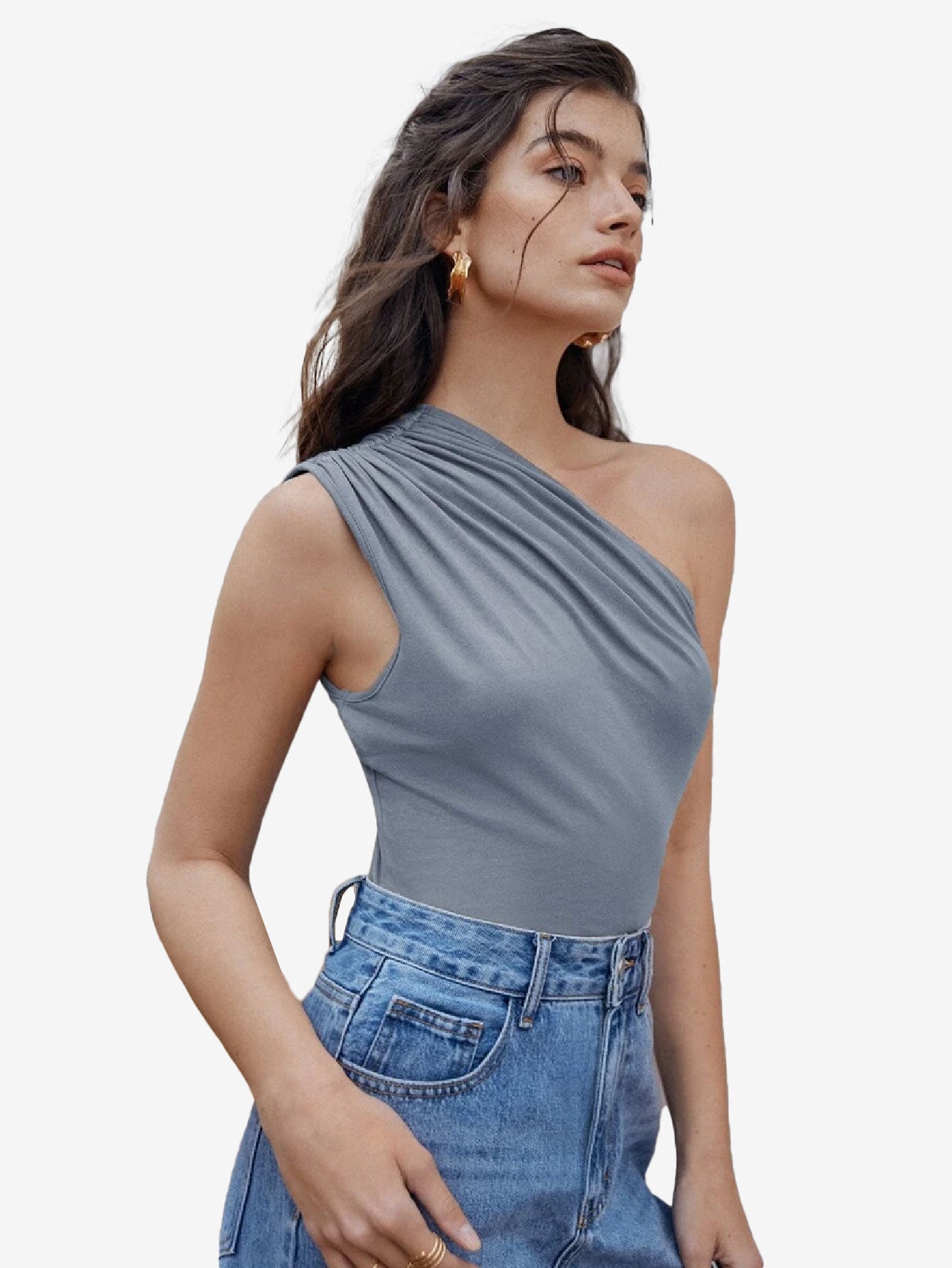 Captivate Ruched One Shoulder Solid Bodysuit