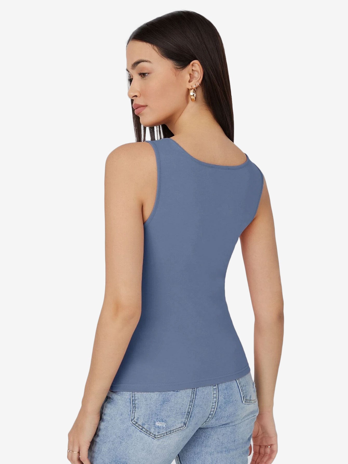 Basics Scoop Neck Solid Tank Top