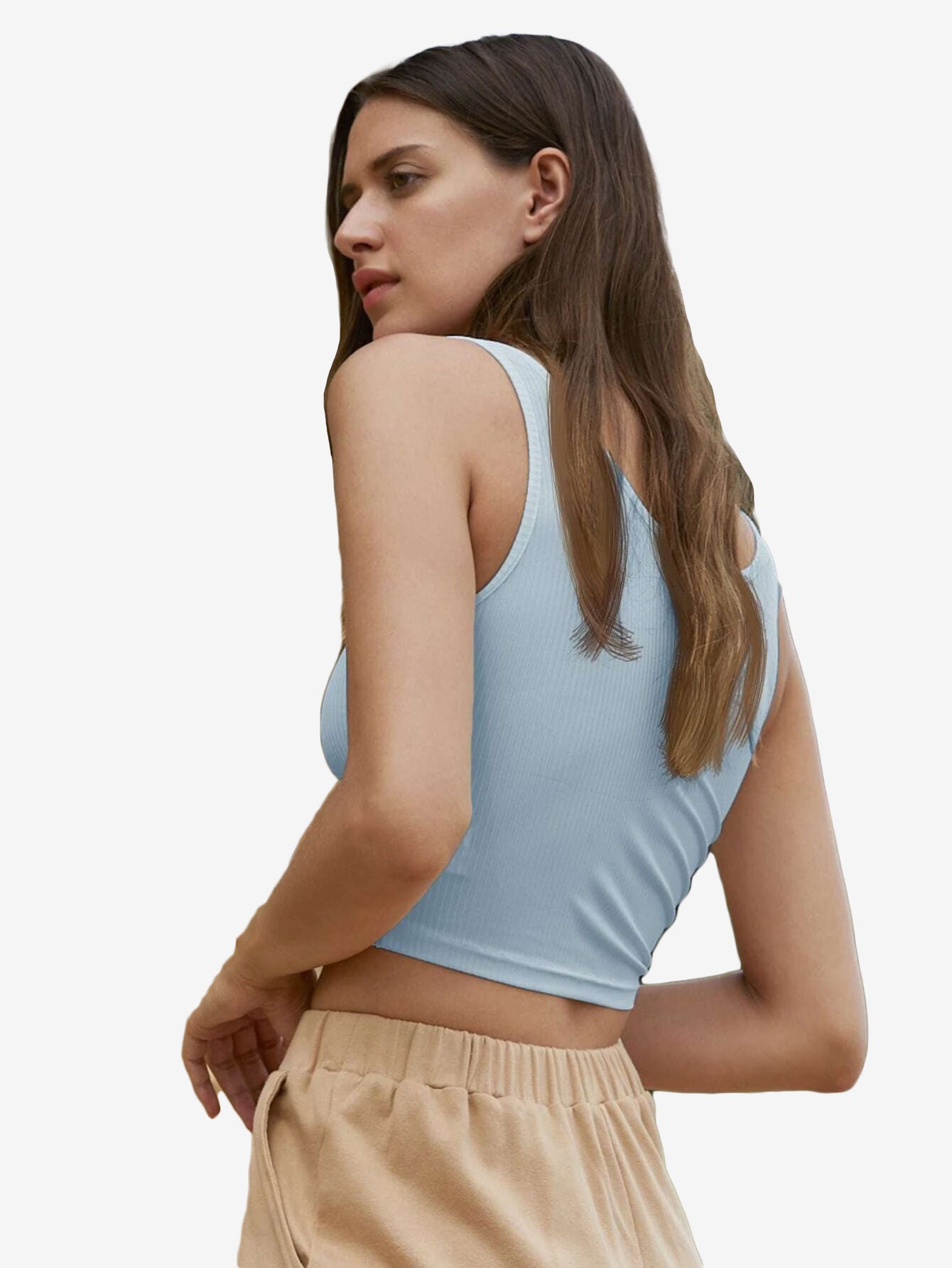 Catchy Rib-knit Crop Tank Top