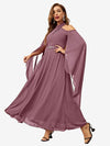 Halterneck Split Sleeve Chiffon A-Line Dress