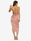 Crisscross Tie Back Draped Split Thigh Dress