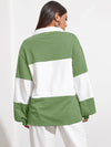 Button Half Placket Colorblock Sweatshirt
