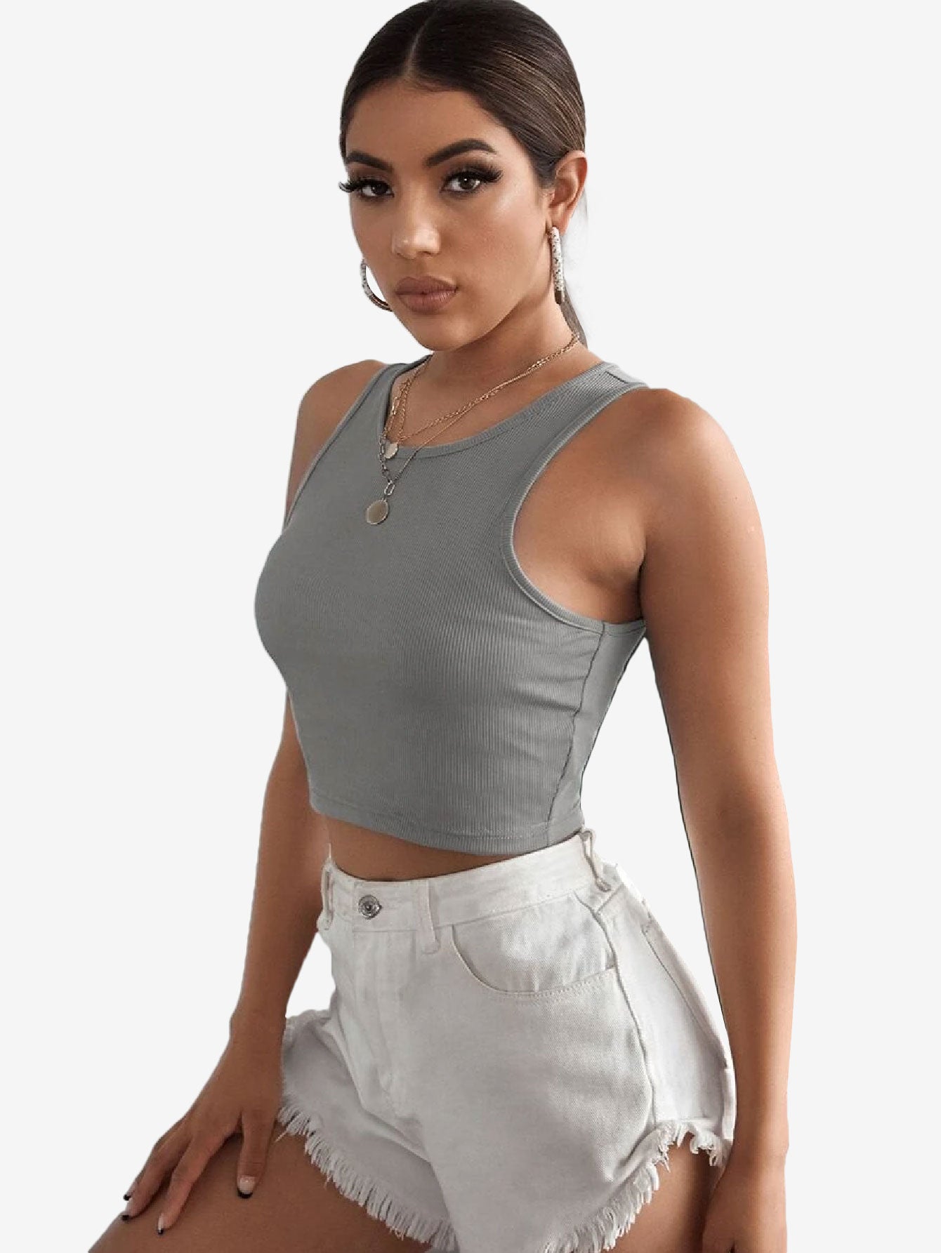 Basics Rib-knit Crop Tank Top