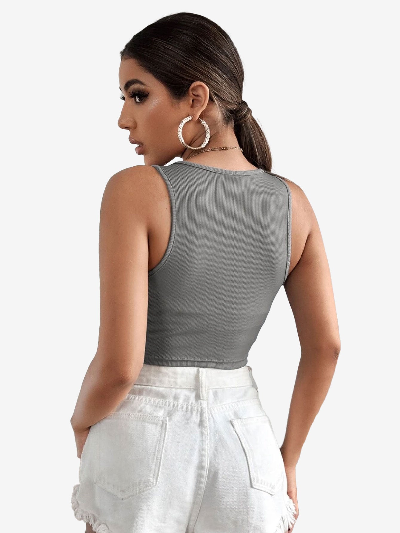 Basics Rib-knit Crop Tank Top