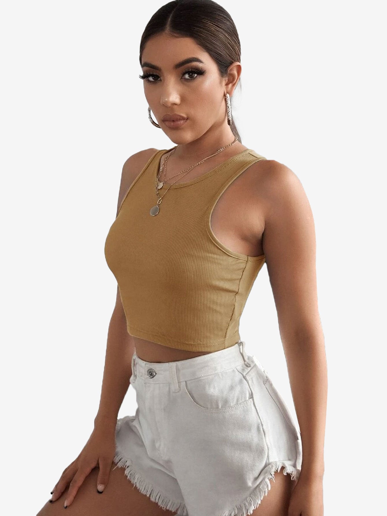 Basics Rib-knit Crop Tank Top
