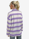 Bubblegum Striped Pocket Patched Drop Shoulder Sweatshirt