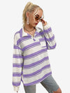 Bubblegum Striped Pocket Patched Drop Shoulder Sweatshirt