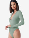 Basic Plunging Neck Solid Fitted Bodysuit