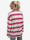 Bubblegum Striped Pocket Patched Drop Shoulder Sweatshirt