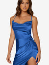 Crisscross Tie Back Draped Split Thigh Dress