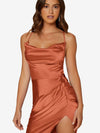 Crisscross Tie Back Draped Split Thigh Dress