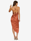 Crisscross Tie Back Draped Split Thigh Dress