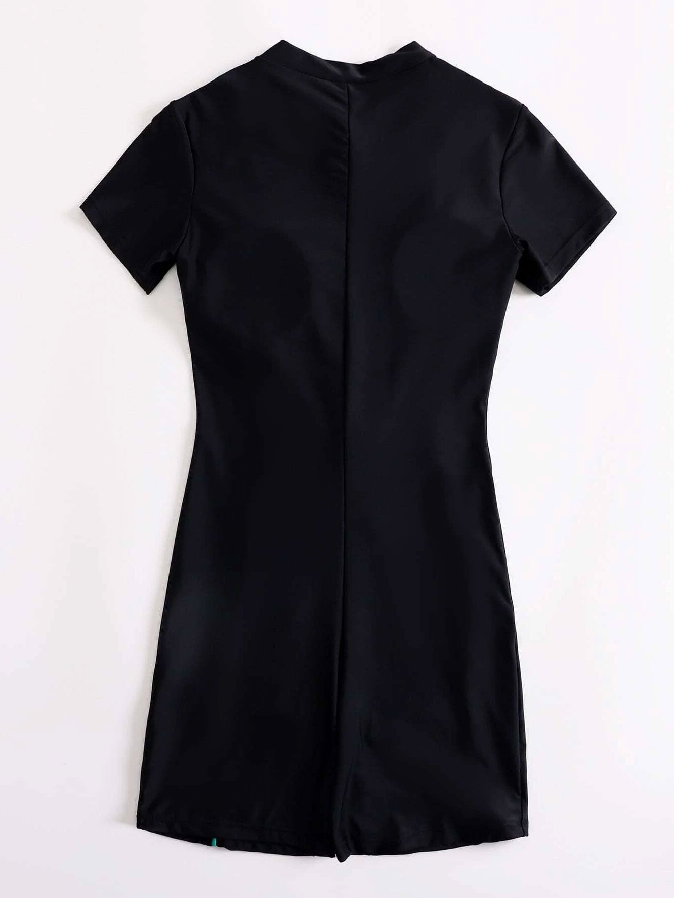 Contrast Binding Zipper Front One Piece Swimsuit