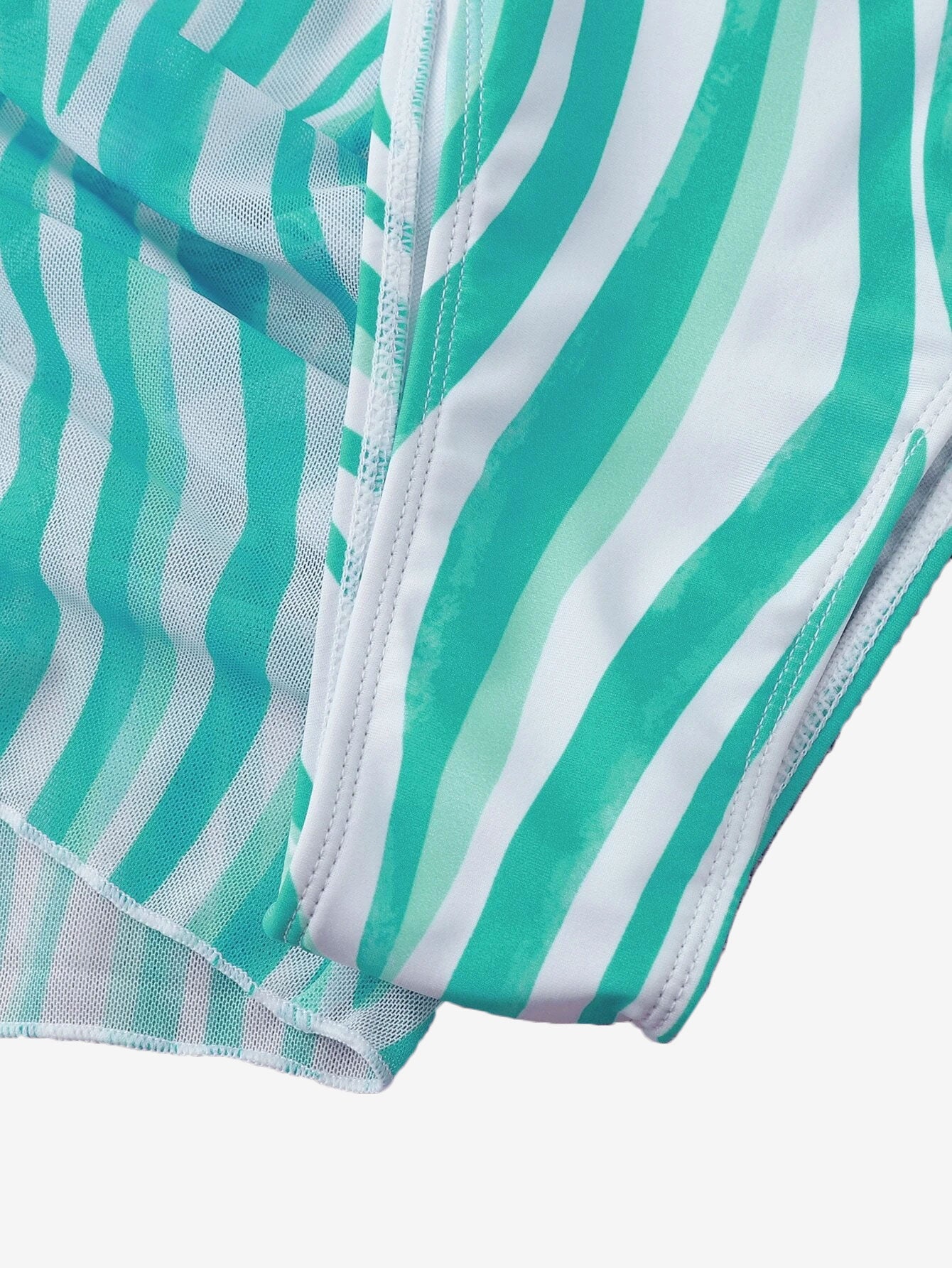 Adorable 3pack Striped Halter Triangle Thong Bikini Swimsuit_Cover Up