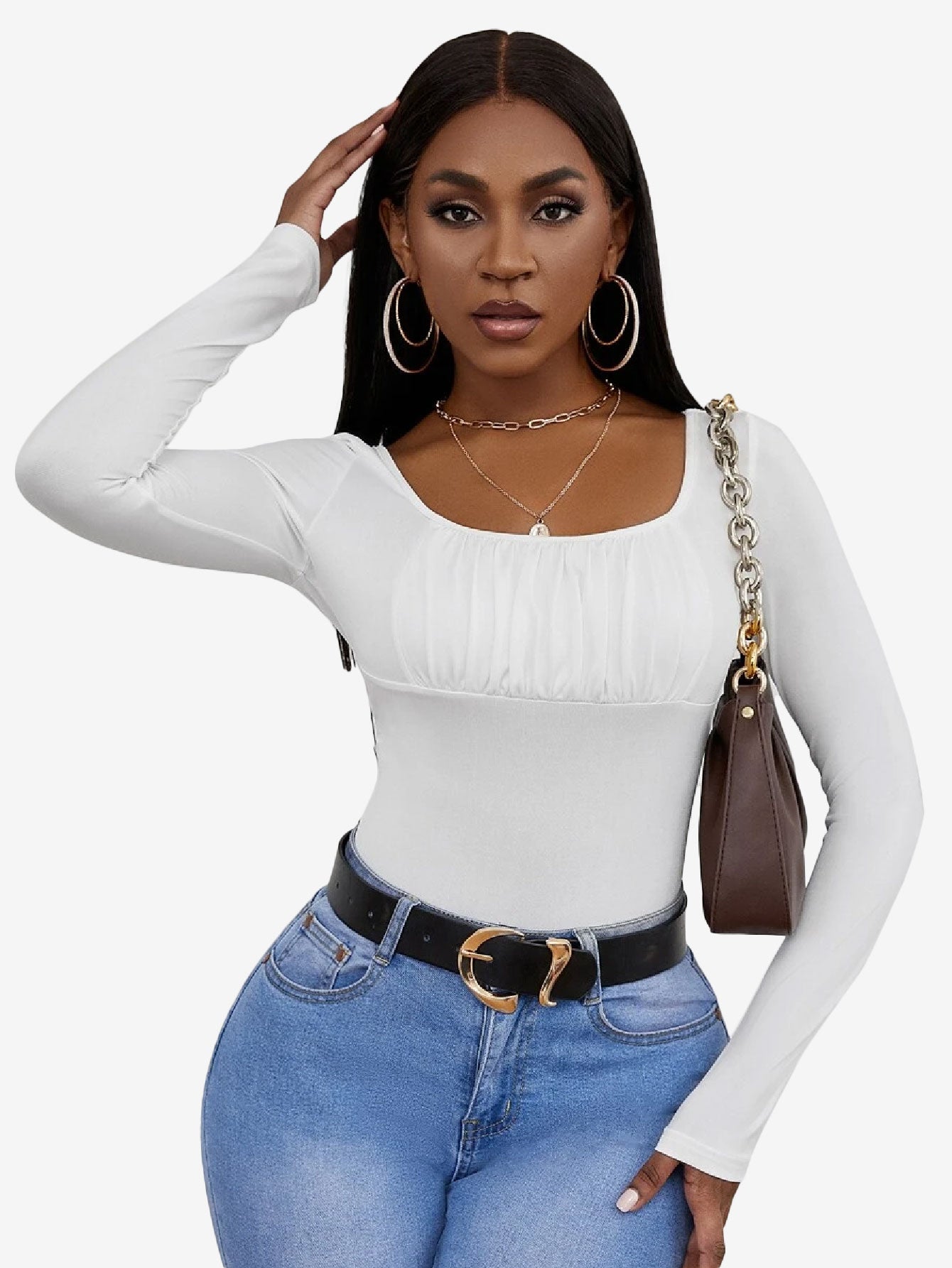 Allure Scoop Neck Ruched Bust Bodysuit