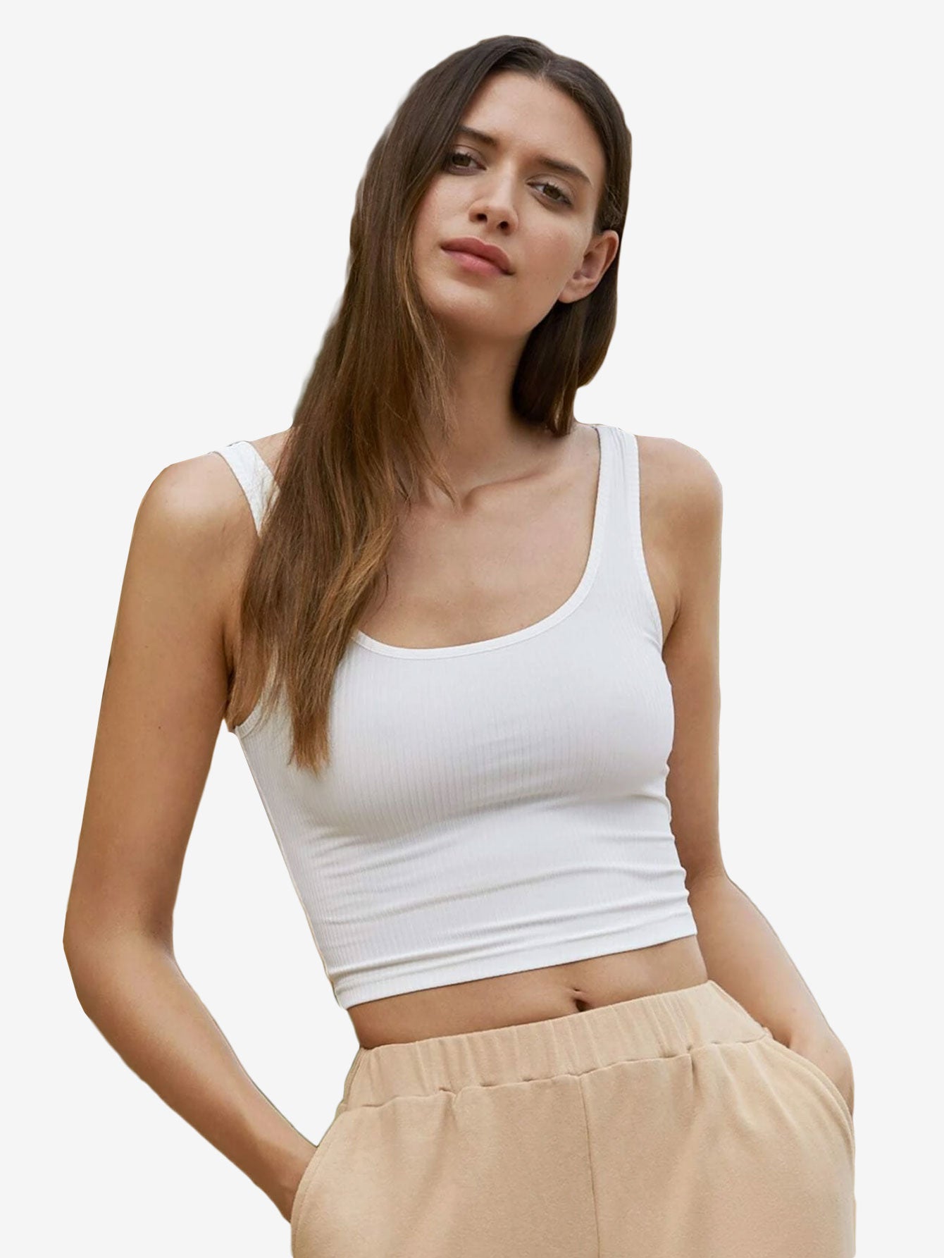 Catchy Rib-knit Crop Tank Top