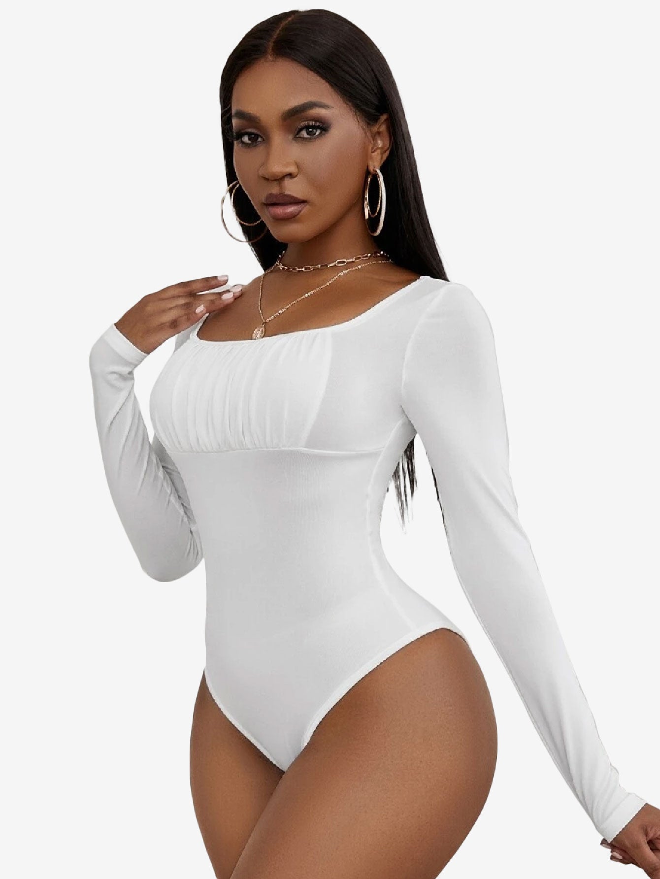Allure Scoop Neck Ruched Bust Bodysuit