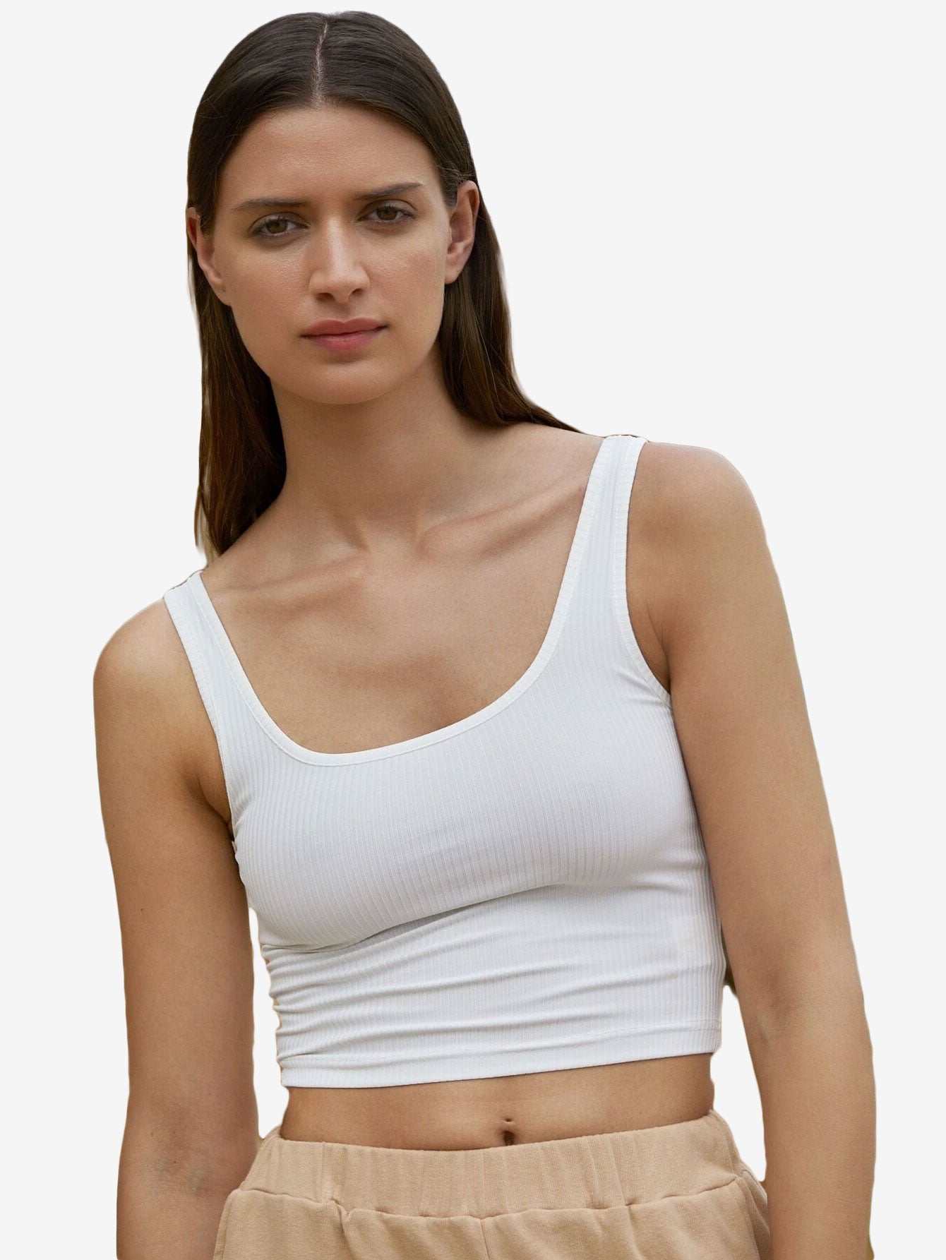 Catchy Rib-knit Crop Tank Top