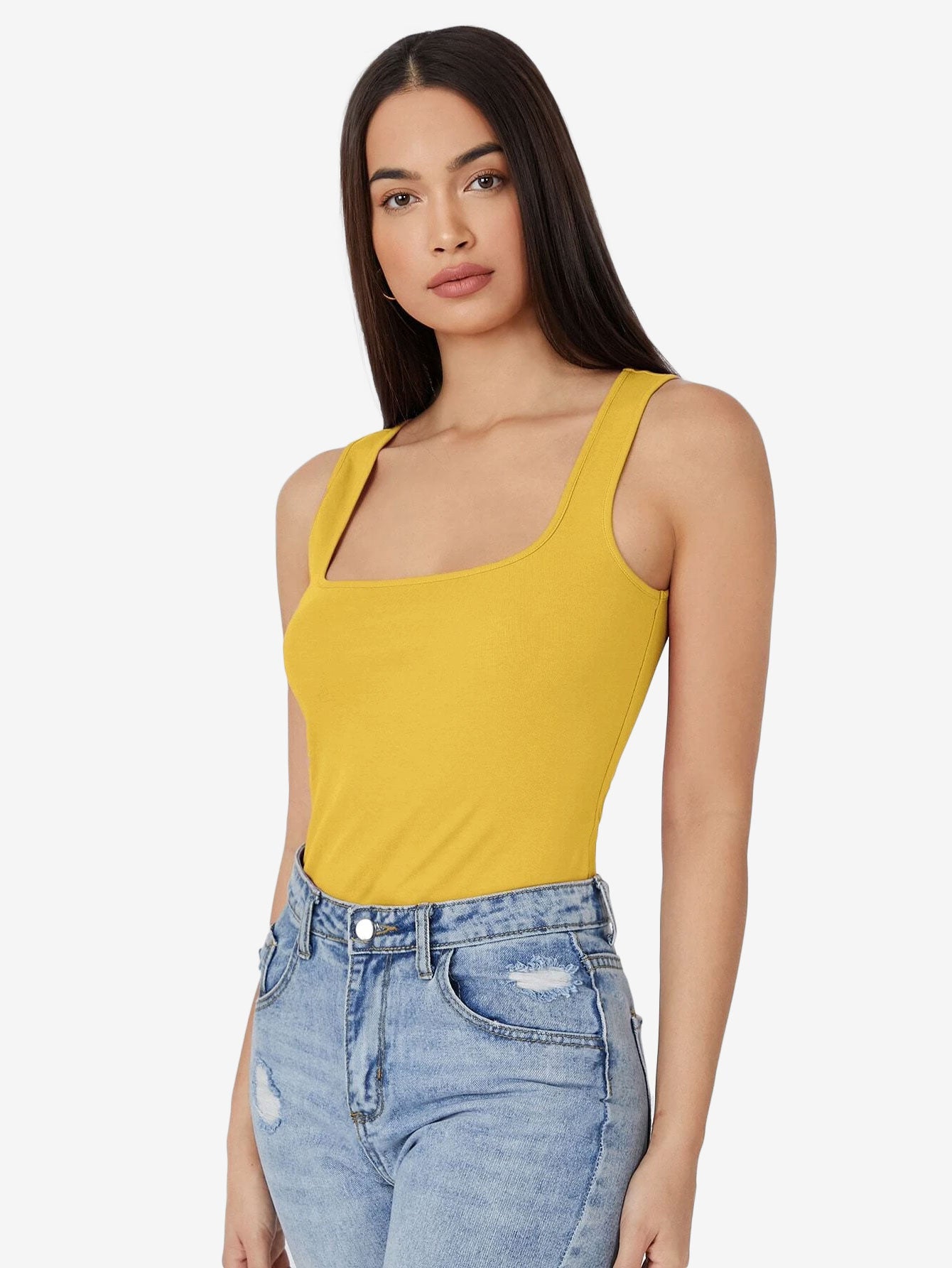 Basics Scoop Neck Solid Tank Top